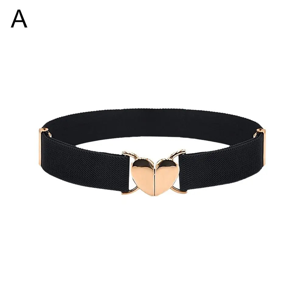 2022 Children Stretch Belts Girls Multicolor Adjustable Elastic Waist Belts with Heart Shape Buckle Waistband Accessories