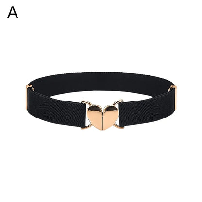 2022 Children Stretch Belts Girls Multicolor Adjustable Elastic Waist Belts with Heart Shape Buckle Waistband Accessories