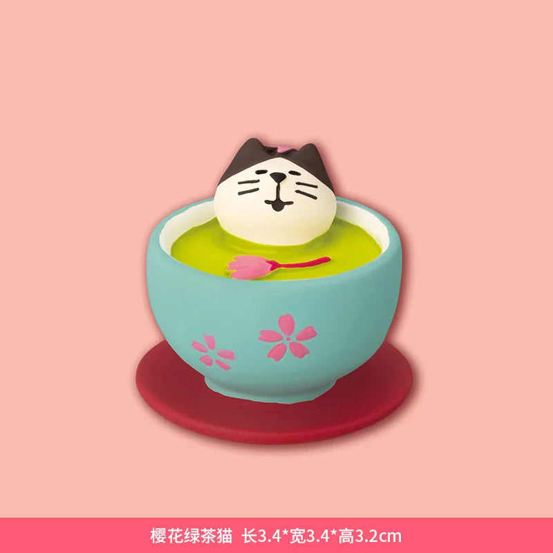 Sakura Series Miniature Zakka Japanese Style Cute Handmade Cat Rabbit Bird Figurines Resin Ornament Desktop Car Home Decor Gifts