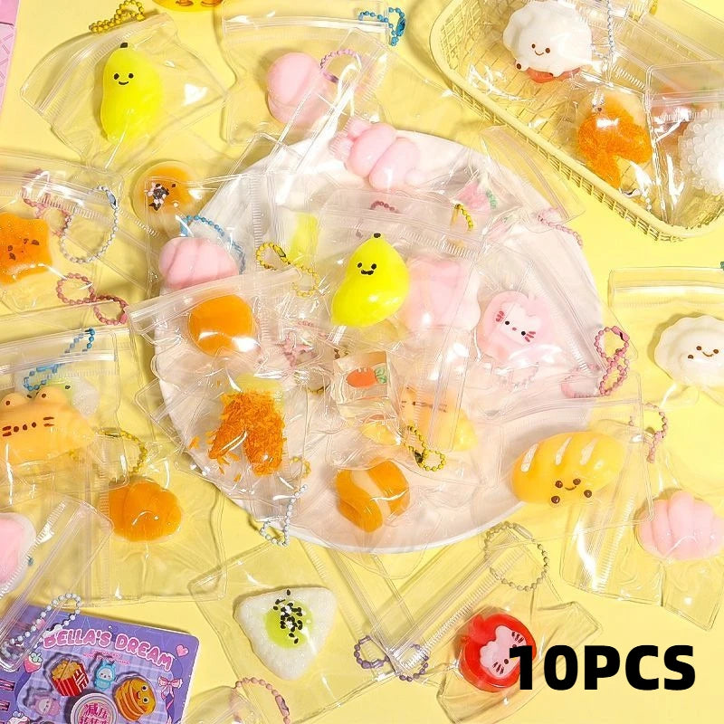 6/10PCS Mini Squeeze Toys Stress Relief Toys Cute Simulation Toys Food Rebound Gifts Hanging Decorations for Stress Relief 2026