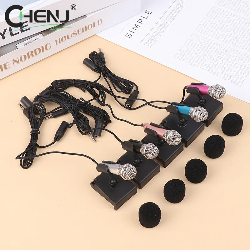 3.5mm Portable Mini Microphone With Stand Stereo Studio Mic For Smart Phone Laptop Desktop Handheld Microphone