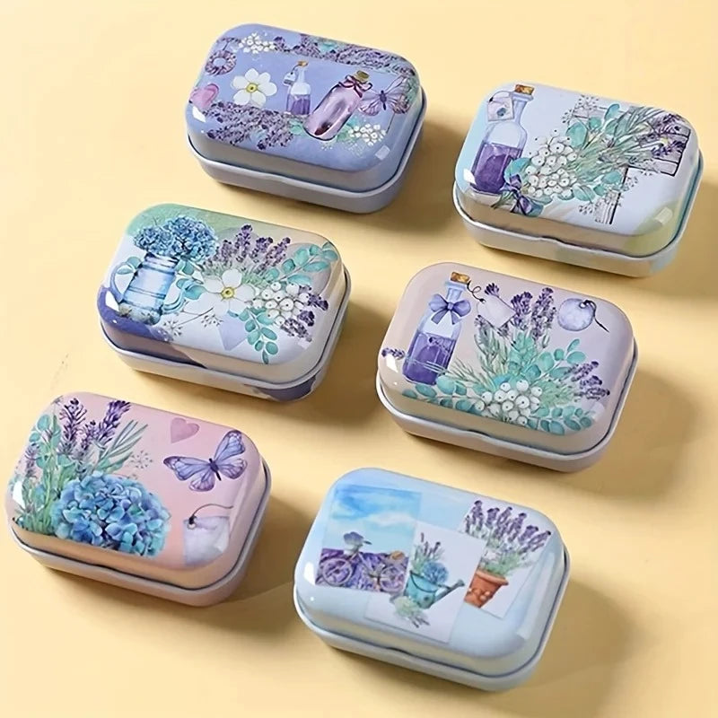 1/3/6PCS Flip Cover Tin Box Mini Rectangular Iron Box Decorative Box Portable Small Storage Cans Candy Pills PaperClip CuteStyle