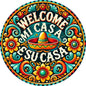 1 Piece 2D Wooden Disc Mexican Mi Casa Theme Wall Art Sign 8 Inch For Home Office Living Room Bathroom Bar Cafe Decoration