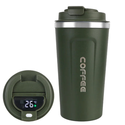 Thermo Cafe Coffee Mug Car Thermos, 380/510ml Leak-Proof Travel Cup for Tea Water Coffee, Double Stainless Steel