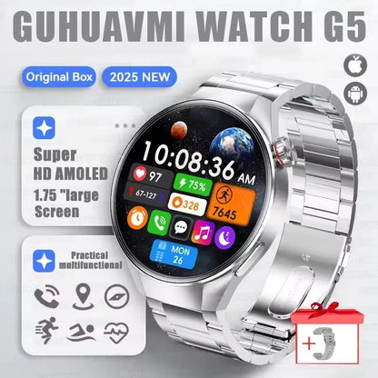 2025 New Watch G5 PlUS Smart Watch Men 1.75"AMOLED Screen GPS Track Compass Heart Rate Bluetooth Call SmartWatch For Android IOS