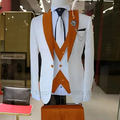 Fashion Style Wedding/Business Men's 3 Pieces Suits Slim Fit Formal Groomsmen Tuxedos Men Suits Jacket+Vest+Trousers for Party