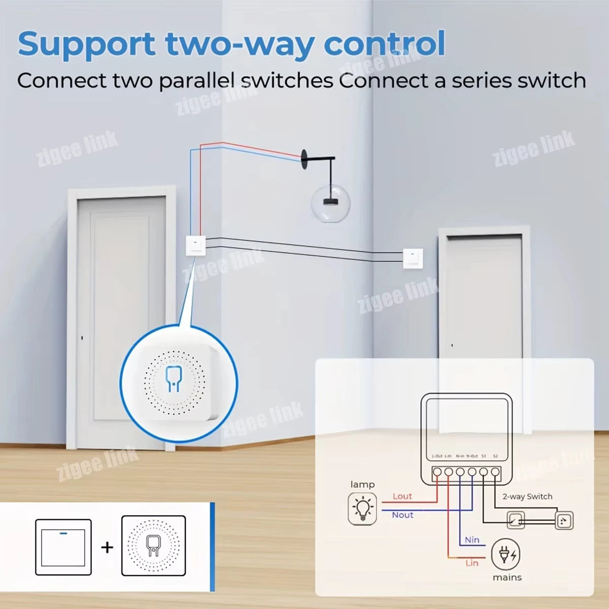 Mini Zigbee 3.0 WIFI Tuya Smart Switch 2-Way Control Relay Breaker Smart Life Home Automation Support Alexa Google Assistant