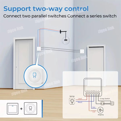 Mini Zigbee 3.0 WIFI Tuya Smart Switch 2-Way Control Relay Breaker Smart Life Home Automation Support Alexa Google Assistant