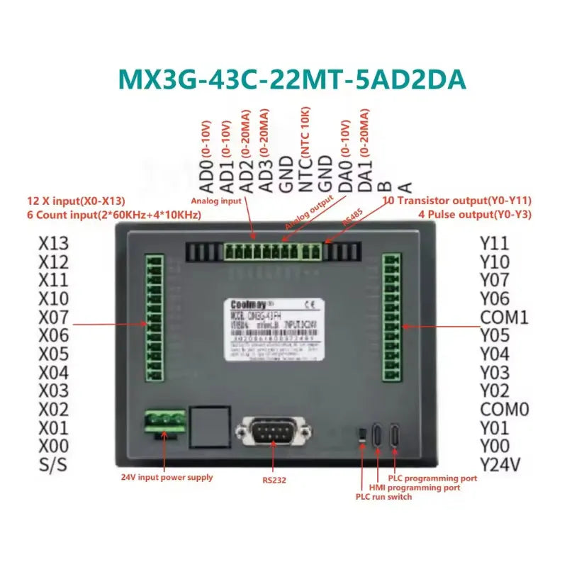 coolmay  4.3 inch plc all in one cost save HMI PLC All in one come with 4 AD Factory directly Sell Customization