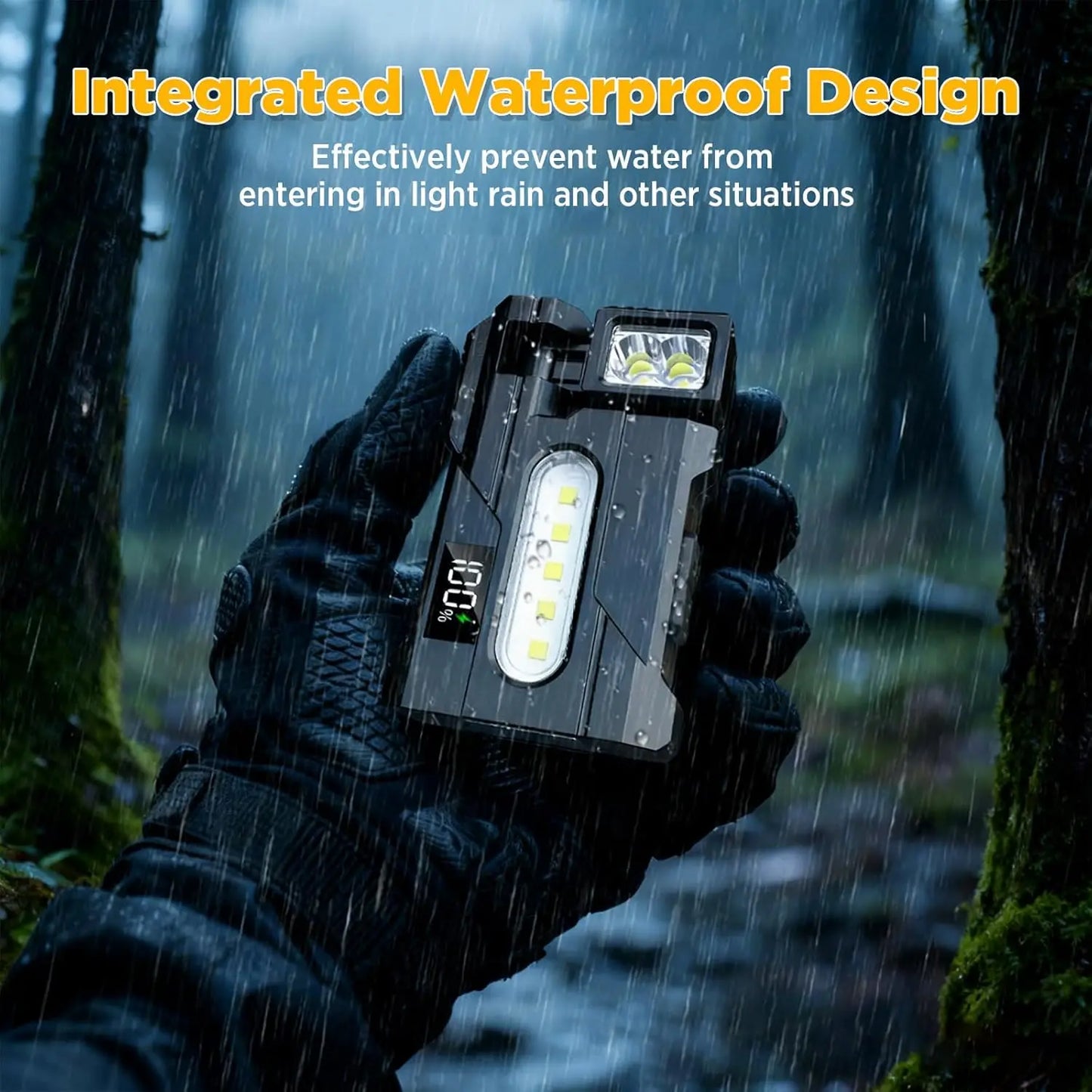COB+XPE Dual Light Flashlight, 1200LM Adjustable Head with Magne t& Clip,USB Rechargeable Mini Work Light for Camping Hiking EDC