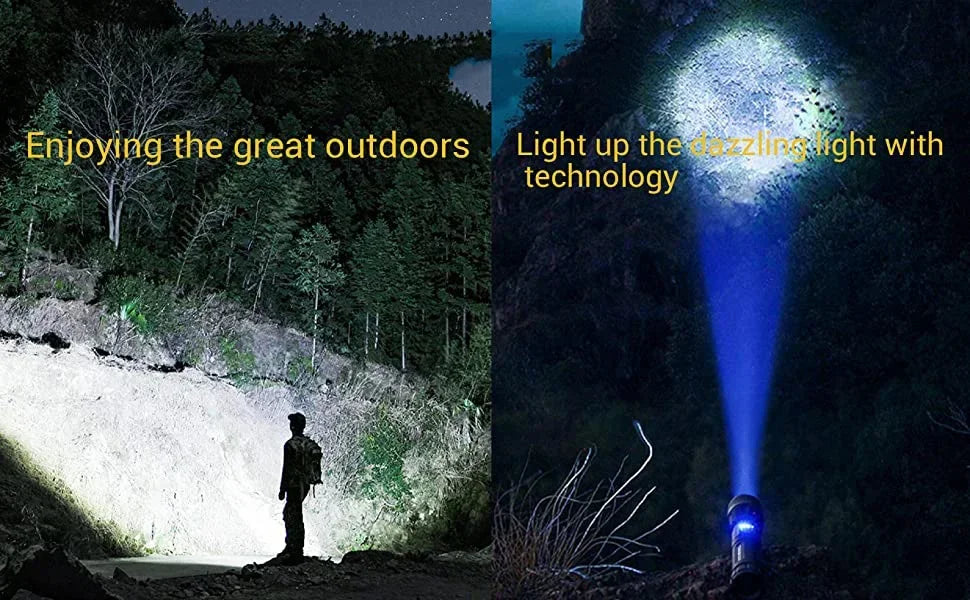 Aluminum Alloy White Laser Powerful LEP Flashlight 18650 or 21700 Battery Zoom Torch Light Lamp with Tail Rope Power Indicator