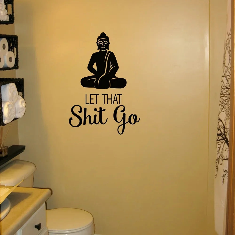 1pc Meditation Room Wall Decals Quote Buddha Religious Yoga Wall Art Vinyl Hippie Bathroom Sticker Decor 19.68×13.78In