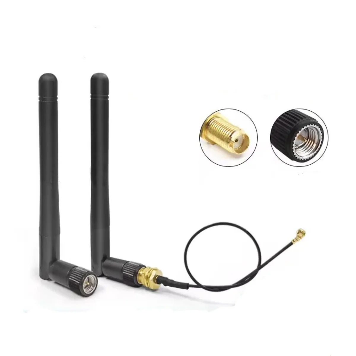 2.4GHz Folded Bluetooth ZigBee Antenna 3dBi with U.FL I-P-E-X-1 to SMA Connector 15cm For ESP8266 ESP32 WiFi Module 2PCS