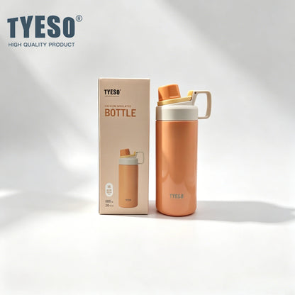 Tyeso 600ML Leakproof Insulated Water Bottle Portable Vacuum Thermal Flask Drink Cup for Outdoor Sports Travel Daily Fitness