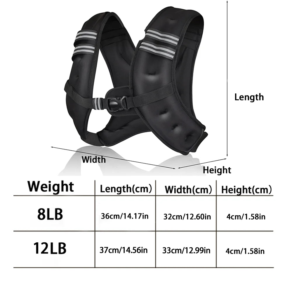 Weighted Vest Fitness 8lbs/16lbs with Reflective Strips Men Women for Workout Strength Training Running Jogging Walking