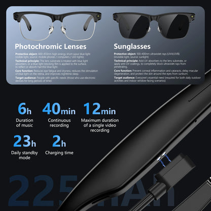 Blackview AI Smart Glasses 1200W 4K HD Camera Glasses Electronics Bluetooth Call AI Translation Voice Assistant Stereo Speaker
