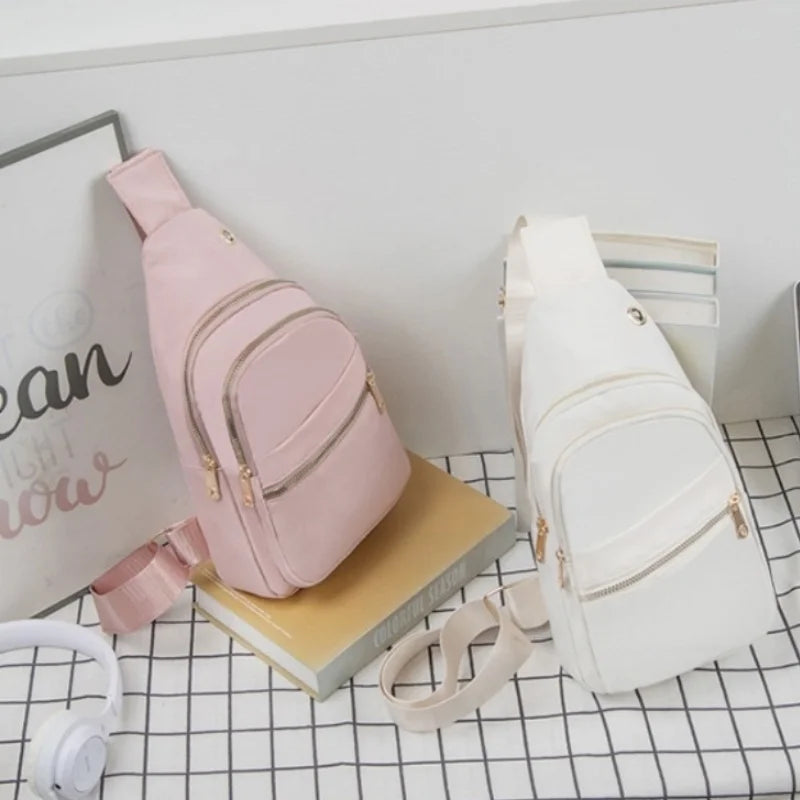 Women's Crossbody Bag New Korean Simple Women's Chest Bag Large Capacity Women's Outdoor Casual Embroidery Quilt Single Shoulder