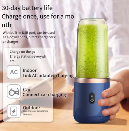 2-Cup Electric Juice Blender Mini Wireless Portable Home USB Rechargeable 6-Blade Gift Juice Cup Multifunctional Juicer