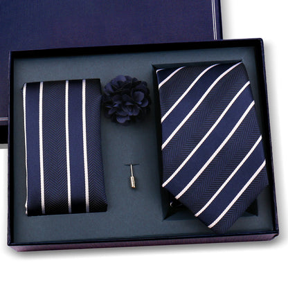 Elegant Ties For Men Classic Paisly Neck Tie Pocket Square Brooch Set With Gift Box Mens Business Wedding Suit Accessories