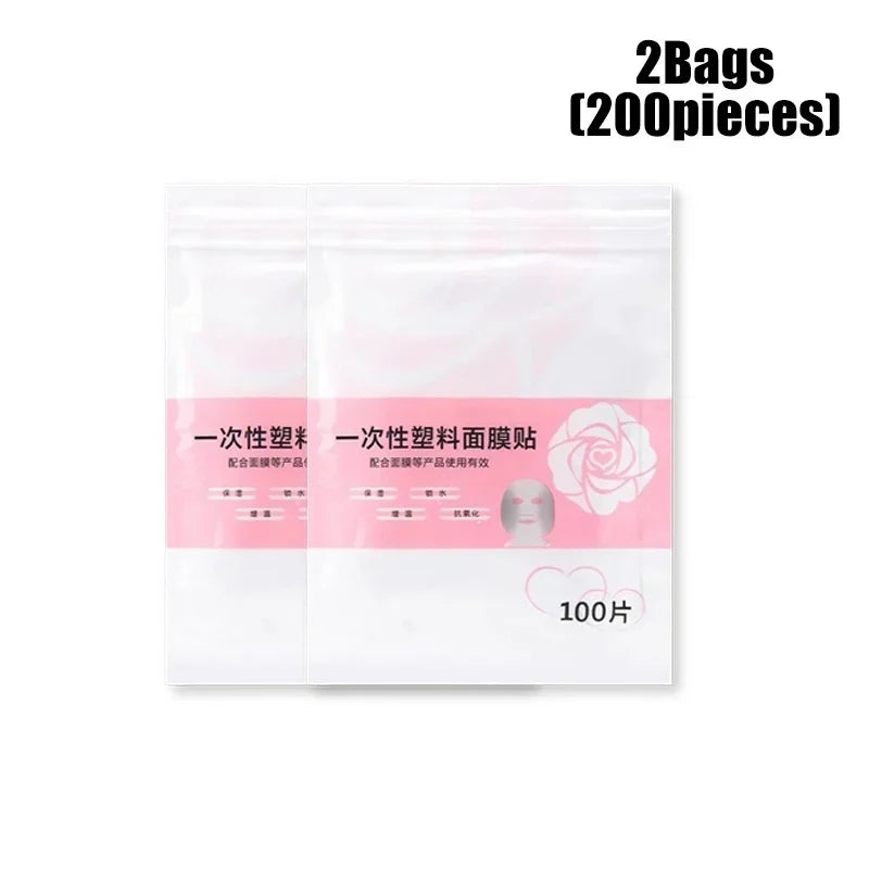 100-500pcs Disposable Plastic Film Face Mask Neck Stickers Transparent Wrap Facial Beauty Makeup Tools Cleaner Skincare