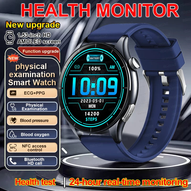 2026New Smart Watch For Men Micro-examination Health Blood pressure Uric Acid ECG+PPG Fitness Tracker Clock Smartwatch Women Men