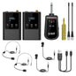Dual Wireless Microphone System Headset Mic/Stand Mic/Lavalier Lapel Mic with Rechargeable Bodypack Transmitter & Receiver