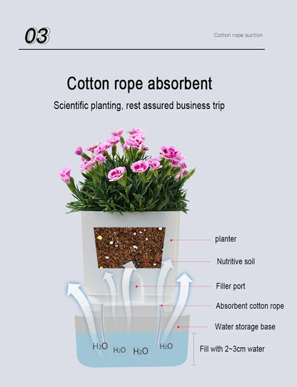 New Self Watering Plant Pot Magnetic Plastic Self-absorbent Cotton Rope Flowerpot For Double-deck Lazy Plant Pot Garden Supplies