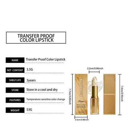 Gold Crystal PH Color Changing Lipstick Hyaluronic Acid Moisturizing Lip Balm Fade Lip Line Relieve Dryness Non Greasy Lip Gloss