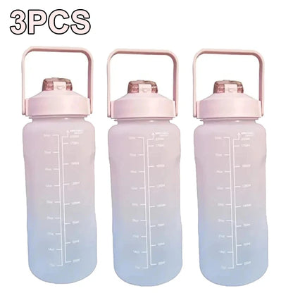 Water Bottle 2 Liter Stay Hydrated Motivated Leakproof Plastic Sport Bottle Reminder Times Sports Outdoor Fitness Office Indoor