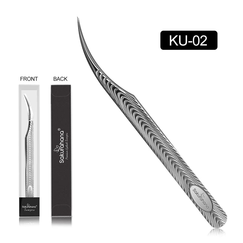 SAKURAHANA Anti-Static Eyelash Tweezers Professional High Precision Volume Extension Stainless Steel Anti-slip Makeup Tool