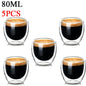 2-6PCS 80ml Double-layer Insulated Glass Cup High Borosilicate Glass Coffee Milk Mug Tea Cup Restaurant Household Drinkware Gift