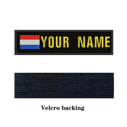 Dutch Flag Netherlands 10X2.5cm Embroidery Custom Name Text Patch Stripes Badge Iron On Or  Patches