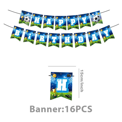 Blue Football Birthday Party Decoration Supply Birthday Soccer Plates Cups Napkins Towel Paper Tableware Tablecloth Party Favor