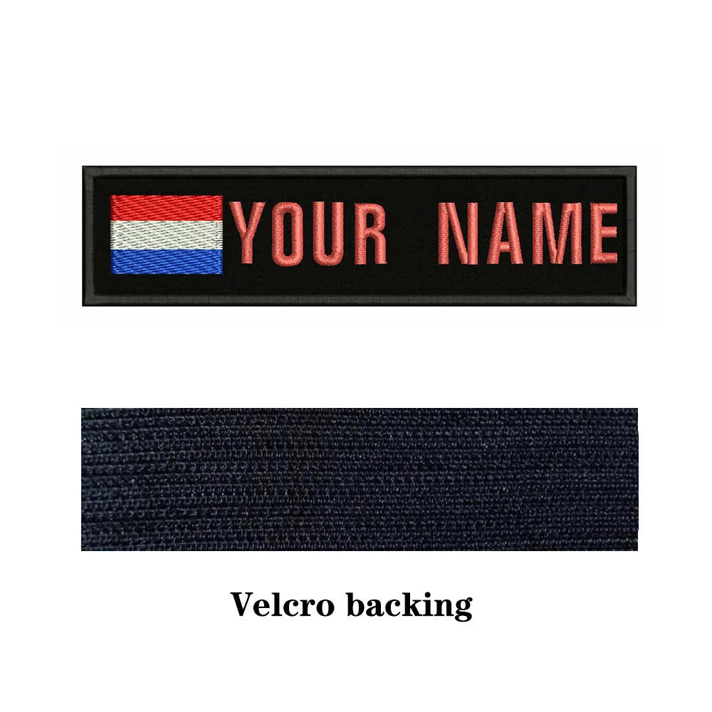 Dutch Flag Netherlands 10X2.5cm Embroidery Custom Name Text Patch Stripes Badge Iron On Or  Patches