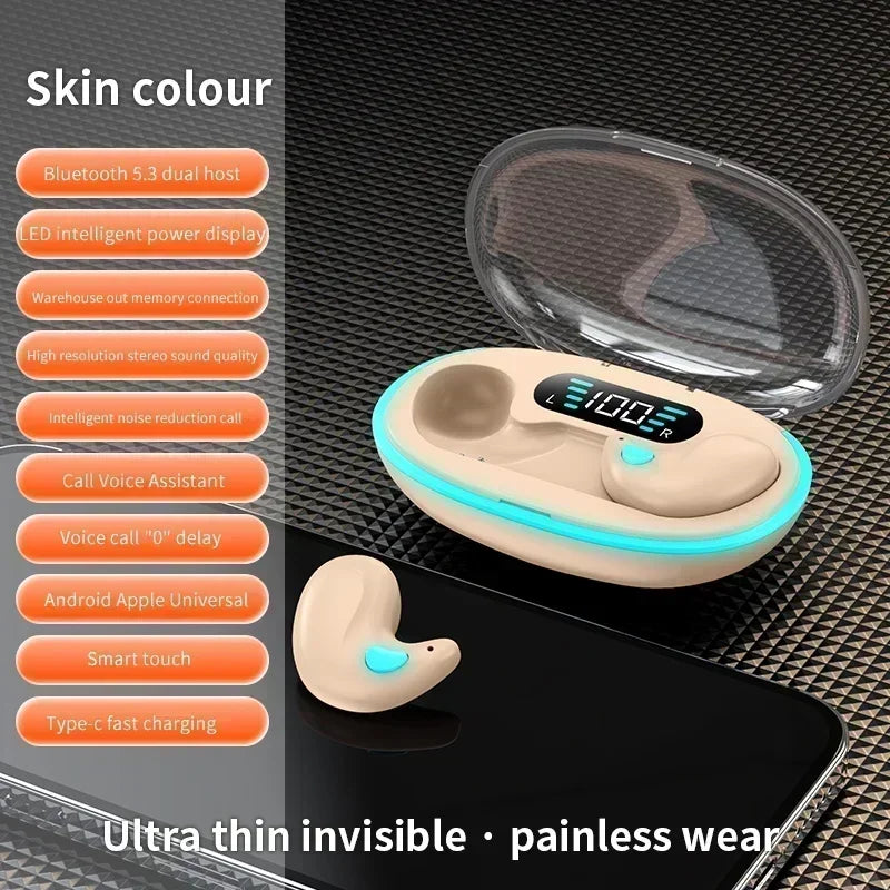 Sleeping Earbuds Wireless Mini Headphones For Work TWS Bluetooth Earphone Stereo Hidden Headsets with Mic HD Call Waterproof