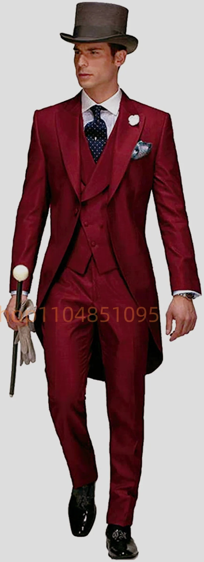 3 Piece Solid Men Suit Wedding Groom Tuxedo Long Blazer Best Man Formal Prom Male Suit Fashion Costume Homme (Jacket+Vest+Pants)