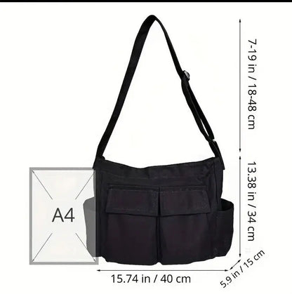 1Pc New style retro crossbody bag, single-shoulder bag, casual canvas bag, large capacity, artistic street photography bag