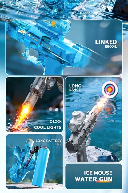 Fun electric pulse water gun, simulated flame sensing light, fully automatic toy water gun, adult outdoor beach toy