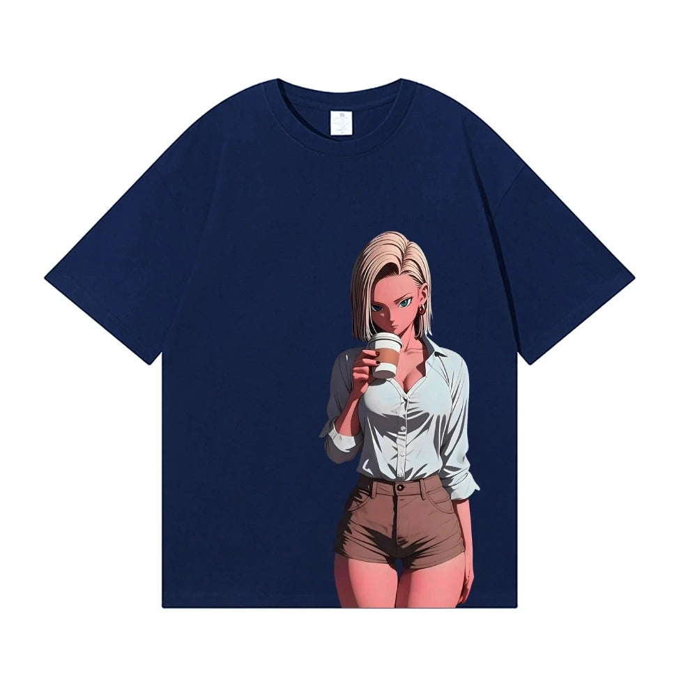 Dragon Ball Android 18 Japanese Style Classic Tee High-quality Streetwear Men's Clothing Women Clothing 2026 Summer New T Shirt