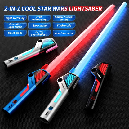 Children Colorful Glowing Sword Toys Telescopic Music Laser Sword 2-in-1 Rotating Decompression Toy Light Sword Kids Adult Toys