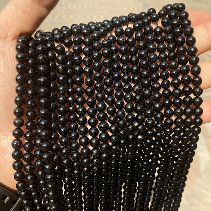 Natural Black Tourmaline AAA Quality Loose Stone Beads 4/6/8/10MM 15Inch For Jewerly DIY Making Bracelet Necklace