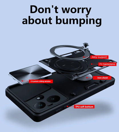 For Realme GT7 5G Case Armor Slide Camera Lens Protect Back Cover For OPPO Realme GT7 GT 7 RealmeGT7 Magnetic Holder Ring Funda