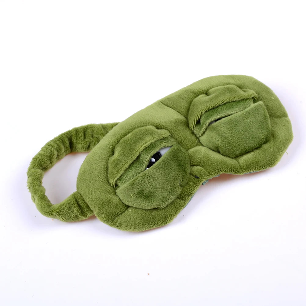 1PC Green 3D FROG Sleeping Mask Eyeshade Plush Eye Cover Travel Cartoon Eyeshade for Eye Travel Relax Sleeping Gift