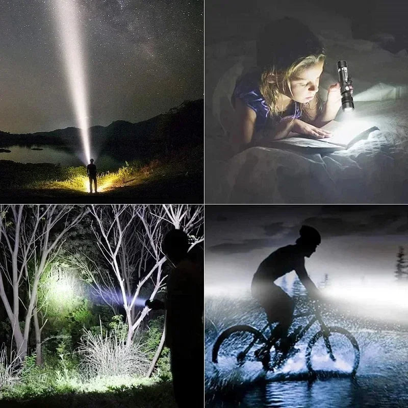 Aluminum Alloy Portable Torch Powerful LED Flashlight USB ReChargeable Outdoor Tactical Zoom Camping Waterproof Flash Light