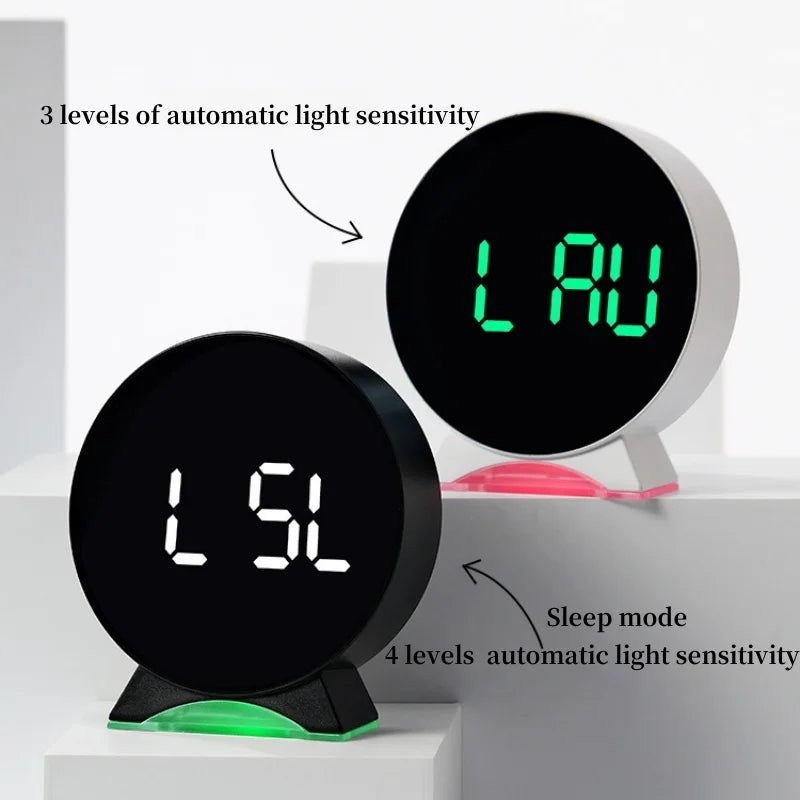 Digital Alarm Clock Week Date Second Hand Display Mood Light Dual Alarm Auto Dimmable Snooze Table Clock 12/24H DST LED Clock