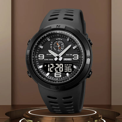 SKMEI  Outdoor Sports Men's Electronic 1655 Watch Dual Display Multi functional Waterproof Student Exploration Watch