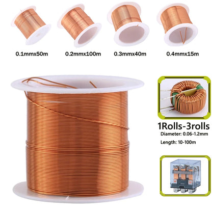 1-3 rolki emaliowanego drutu miedzianego 0,06 mm -1,2 mm Drut miedziany Kabel drut magnetyczny Emaliowany drut miedziany Drut do uzwojeń Drut miedziany do cewek