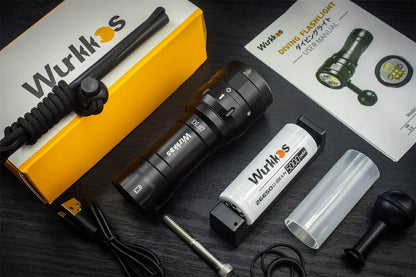 Wurkkos DL07 Scuba Diving Flashlight 26650 Multi Color LED Lamp White Red Light 3000LM EDC Underwater Lantern IPX8 Rotary Switch