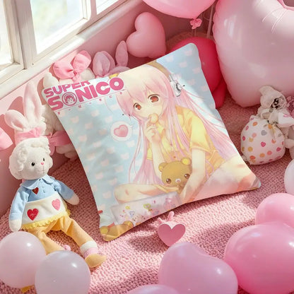 Anime Super Sonico Manga Classic Cushion Cover Pattern Printed Pillowcase for Living Room Sofa Cushion Cover & Bedroom Decor