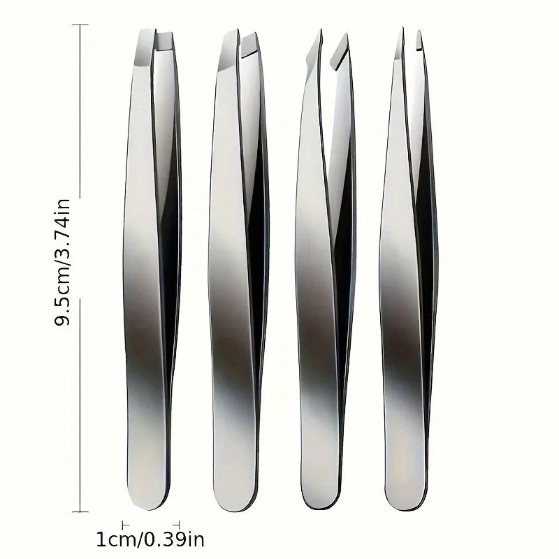 Professional Eyebrow Tweezers Set Silvery and Rose Golden Eyebrow Forceps Beauty Tool Set For Facial Hair Inward Growing